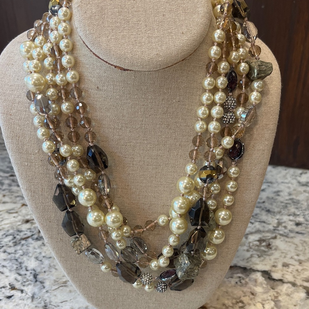 Stella & Dot  Multi-Strand Pearl, stone Necklace